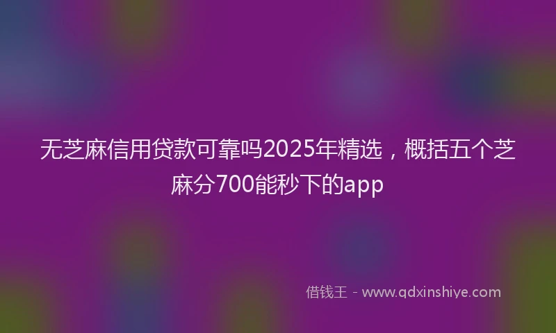 无芝麻信用贷款可靠吗2025年精选，概括五个芝麻分700能秒下的app