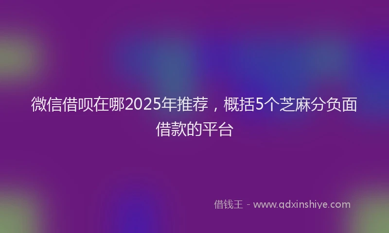 微信借呗在哪2025年推荐，概括5个芝麻分负面借款的平台