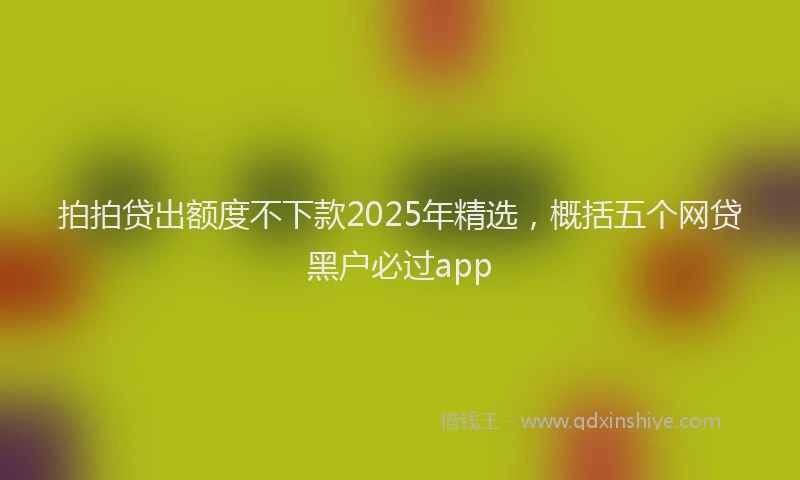拍拍贷出额度不下款2025年精选，概括五个网贷黑户必过app