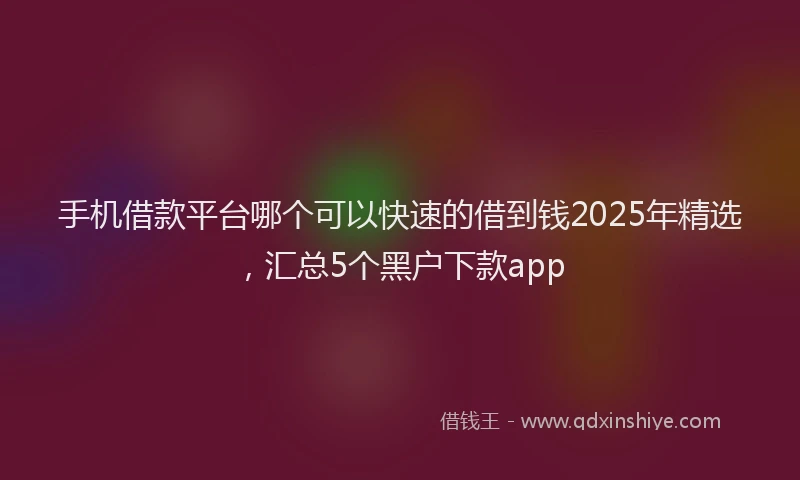 手机借款平台哪个可以快速的借到钱2025年精选，汇总5个黑户下款app