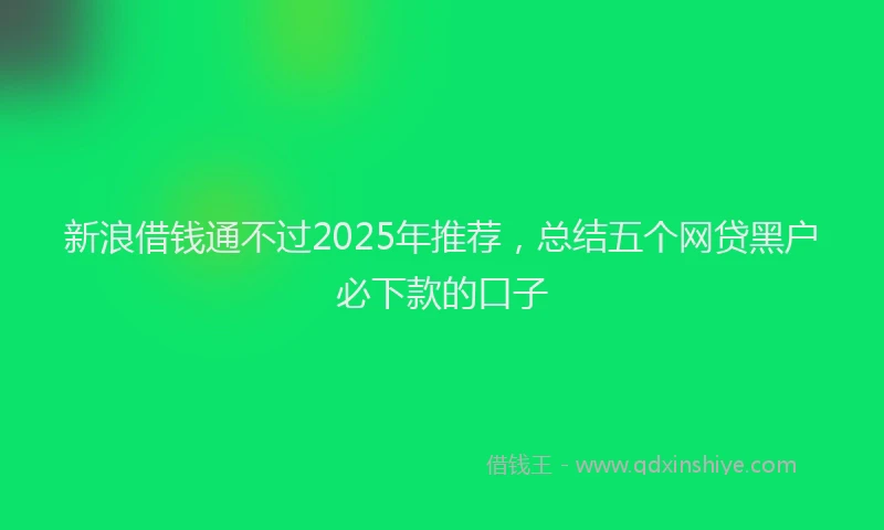 新浪借钱通不过2025年推荐，总结五个网贷黑户必下款的口子