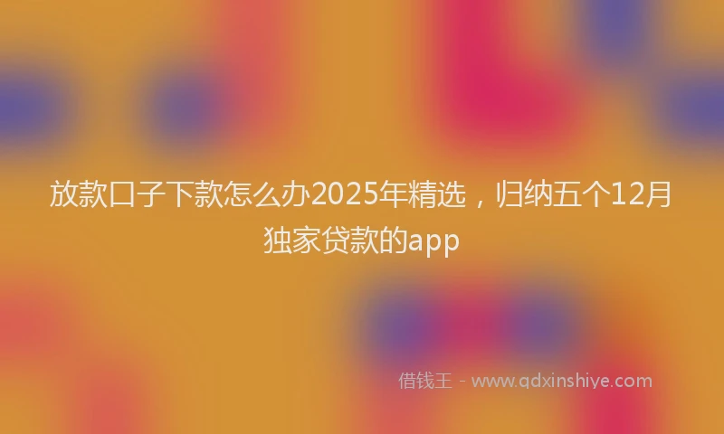放款口子下款怎么办2025年精选，归纳五个12月独家贷款的app