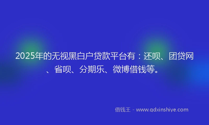 2025年的无视黑白户贷款平台有：还呗、团贷网、省呗、分期乐、微博借钱等。