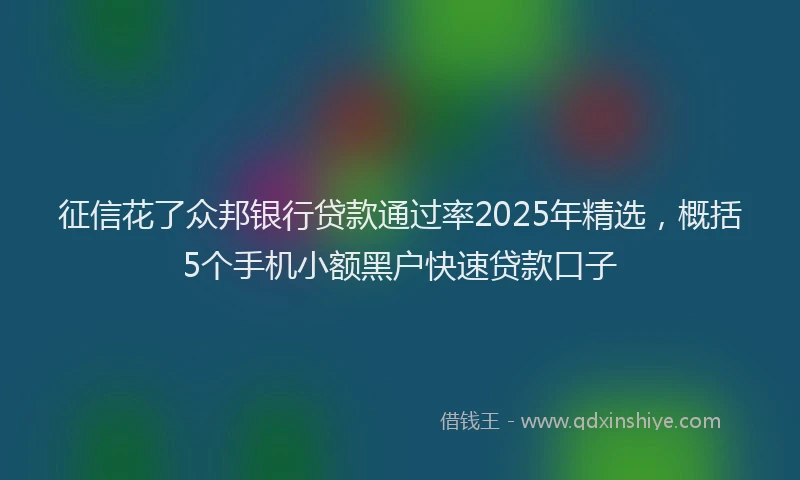 征信花了众邦银行贷款通过率2025年精选，概括5个手机小额黑户快速贷款口子
