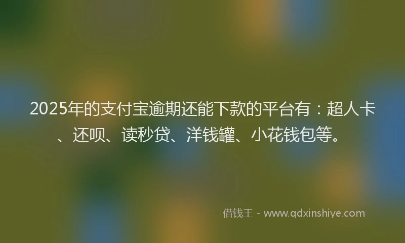 2025年的支付宝逾期还能下款的平台有：超人卡、还呗、读秒贷、洋钱罐、小花钱包等。