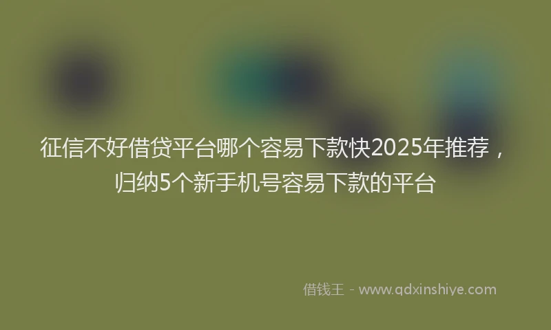 征信不好借贷平台哪个容易下款快2025年推荐，归纳5个新手机号容易下款的平台