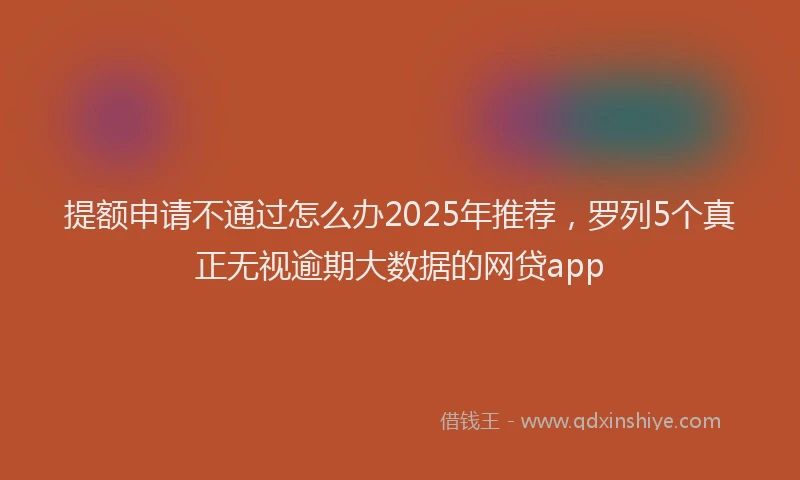 提额申请不通过怎么办2025年推荐，罗列5个真正无视逾期大数据的网贷app