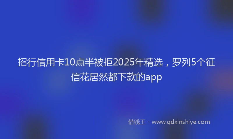 招行信用卡10点半被拒2025年精选，罗列5个征信花居然都下款的app
