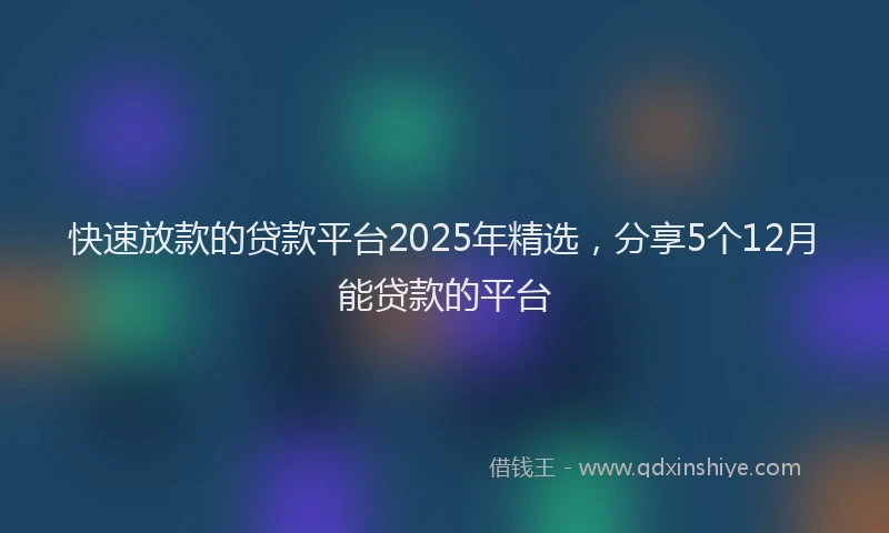 快速放款的贷款平台2025年精选，分享5个12月能贷款的平台