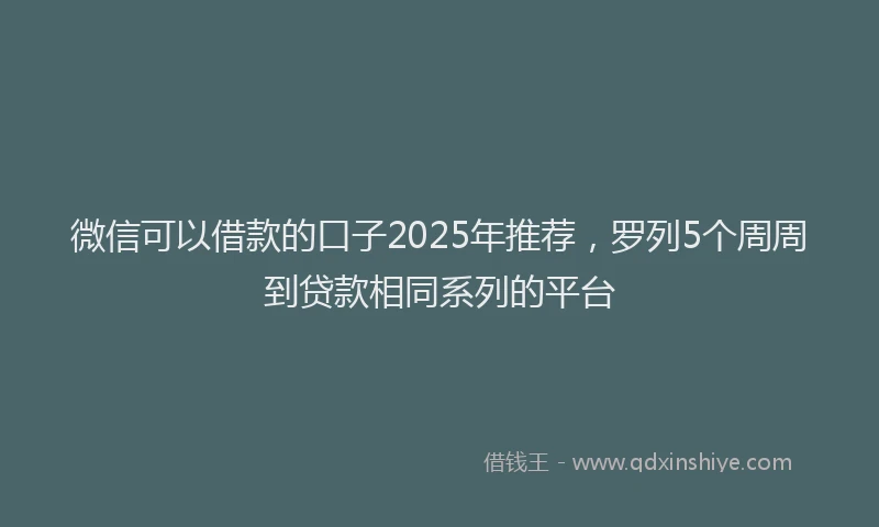 微信可以借款的口子2025年推荐，罗列5个周周到贷款相同系列的平台