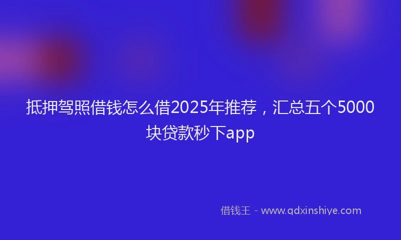 抵押驾照借钱怎么借2025年推荐，汇总五个5000块贷款秒下app