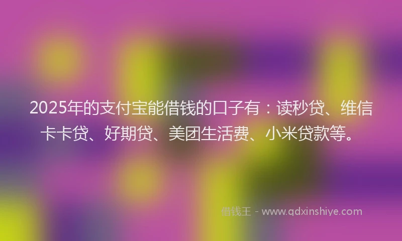 2025年的支付宝能借钱的口子有：读秒贷、维信卡卡贷、好期贷、美团生活费、小米贷款等。