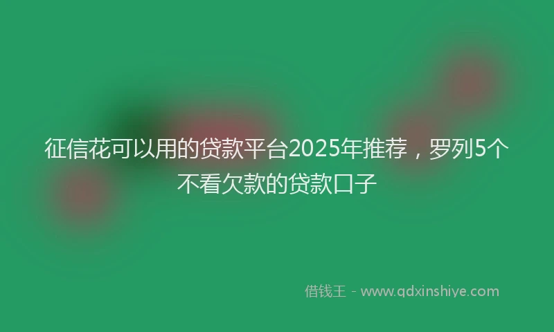 征信花可以用的贷款平台2025年推荐，罗列5个不看欠款的贷款口子