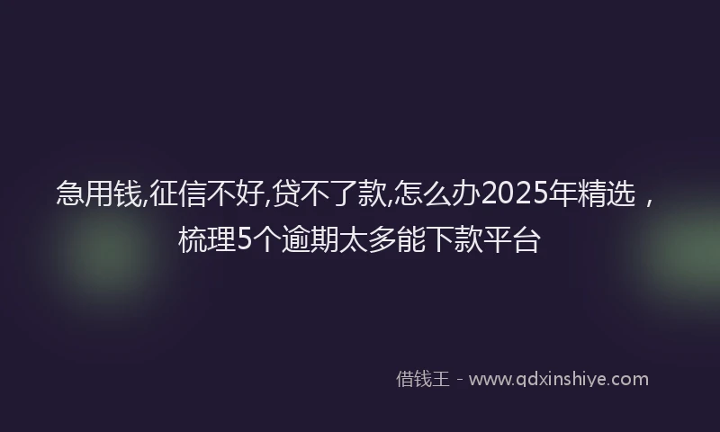 急用钱,征信不好,贷不了款,怎么办2025年精选，梳理5个逾期太多能下款平台