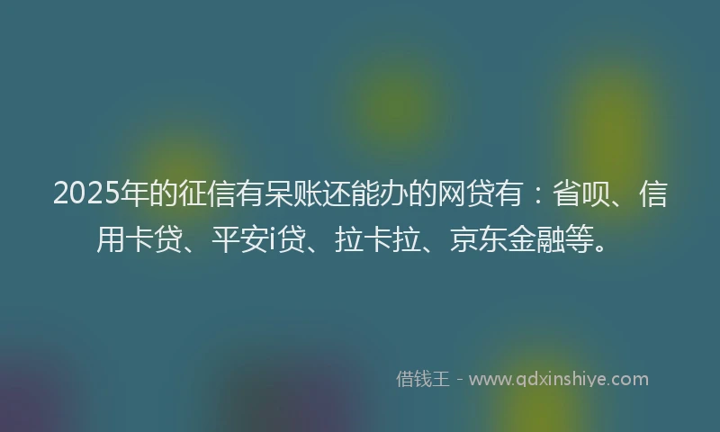 2025年的征信有呆账还能办的网贷有：省呗、信用卡贷、平安i贷、拉卡拉、京东金融等。