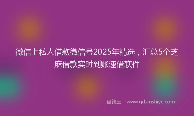 微信上私人借款微信号2025年精选，汇总5个芝麻借款实时到账速借软件