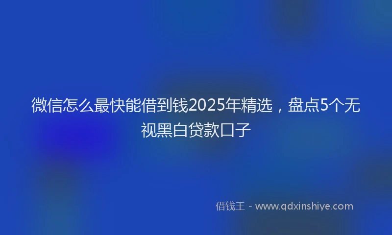 微信怎么最快能借到钱2025年精选，盘点5个无视黑白贷款口子