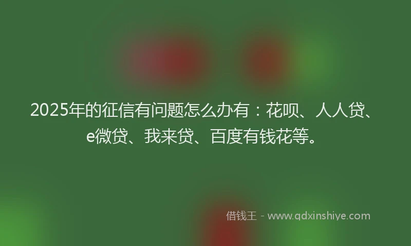 2025年的征信有问题怎么办有：花呗、人人贷、e微贷、我来贷、百度有钱花等。