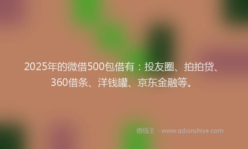 2025年的微借500包借有：投友圈、拍拍贷、360借条、洋钱罐、京东金融等。