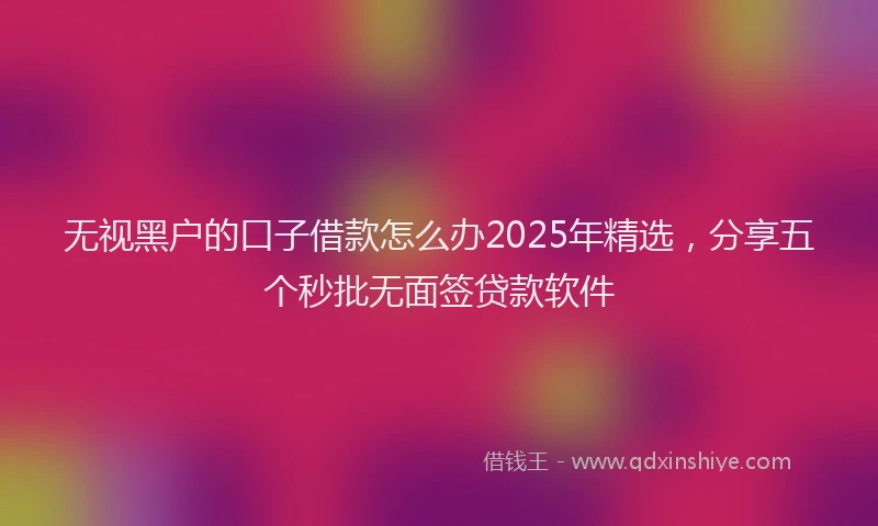 无视黑户的口子借款怎么办2025年精选，分享五个秒批无面签贷款软件