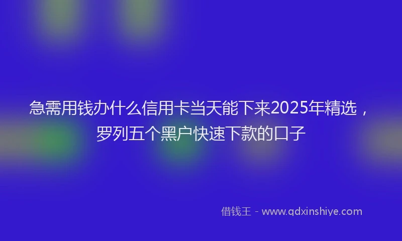 急需用钱办什么信用卡当天能下来2025年精选，罗列五个黑户快速下款的口子