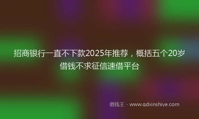 招商银行一直不下款2025年推荐，概括五个20岁借钱不求征信速借平台