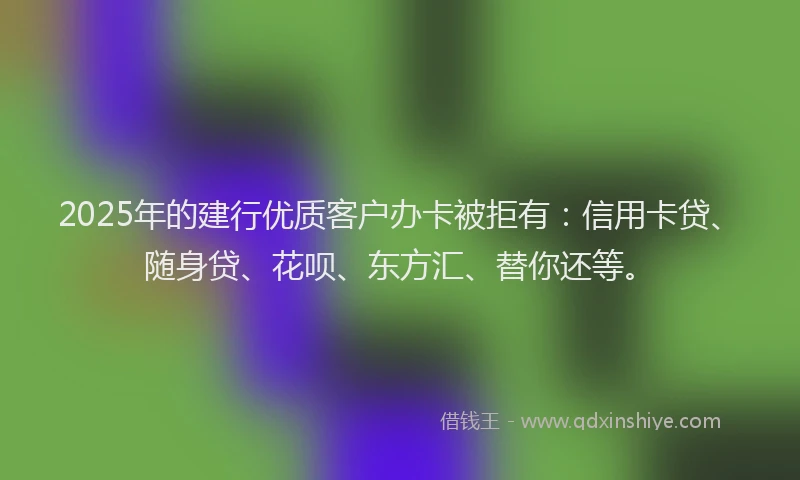 2025年的建行优质客户办卡被拒有：信用卡贷、随身贷、花呗、东方汇、替你还等。