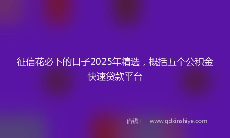 征信花必下的口子2025年精选，概括五个公积金快速贷款平台