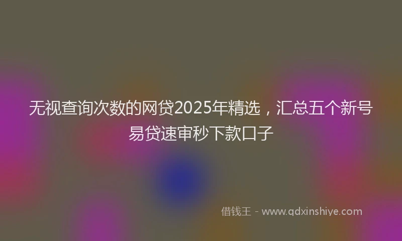 无视查询次数的网贷2025年精选，汇总五个新号易贷速审秒下款口子
