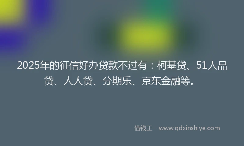 2025年的征信好办贷款不过有：柯基贷、51人品贷、人人贷、分期乐、京东金融等。