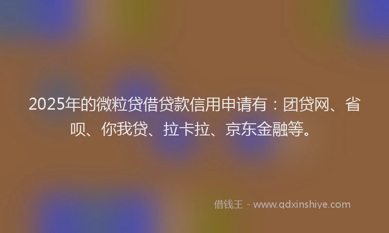2025年的微粒贷借贷款信用申请有：团贷网、省呗、你我贷、拉卡拉、京东金融等。