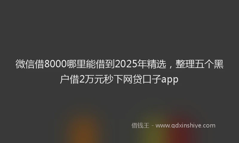 微信借8000哪里能借到2025年精选，整理五个黑户借2万元秒下网贷口子app