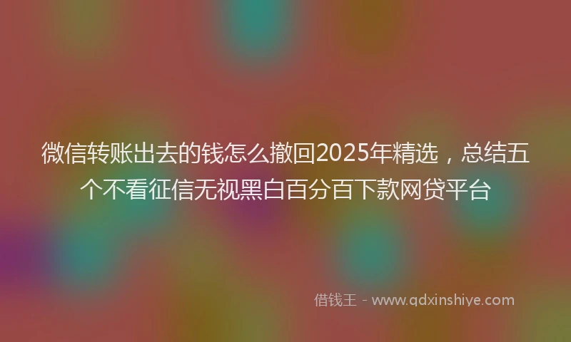 微信转账出去的钱怎么撤回2025年精选，总结五个不看征信无视黑白百分百下款网贷平台