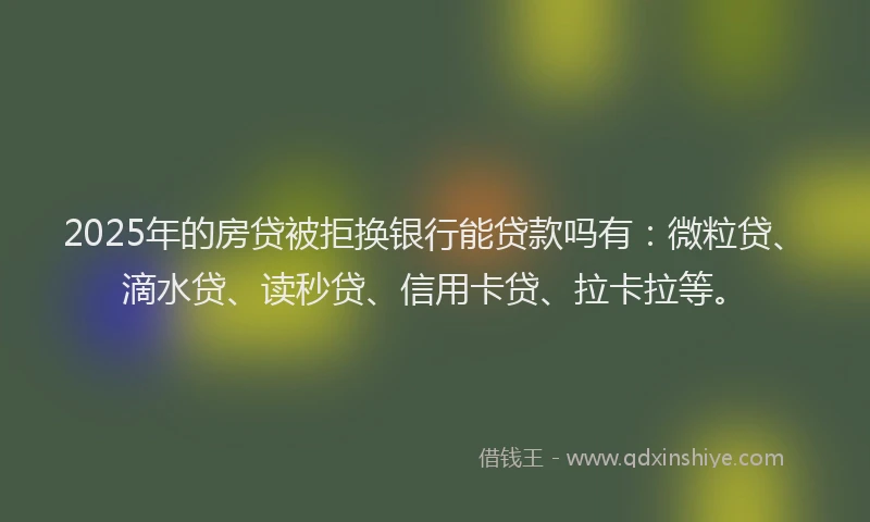 2025年的房贷被拒换银行能贷款吗有：微粒贷、滴水贷、读秒贷、信用卡贷、拉卡拉等。