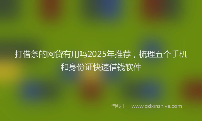打借条的网贷有用吗2025年推荐，梳理五个手机和身份证快速借钱软件