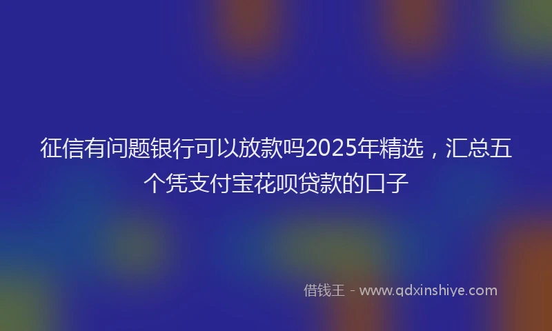 征信有问题银行可以放款吗2025年精选，汇总五个凭支付宝花呗贷款的口子