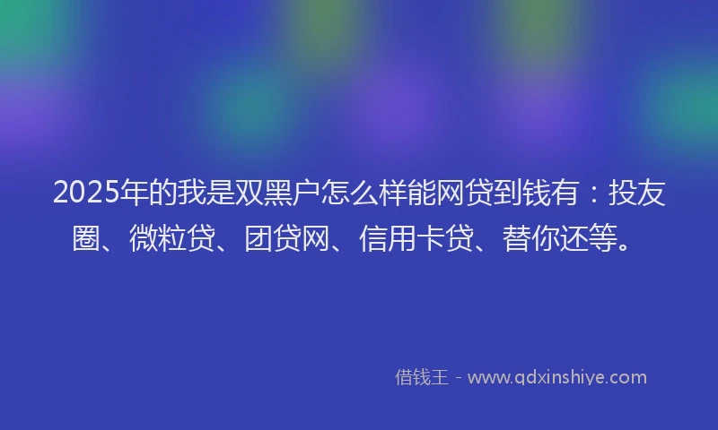 2025年的我是双黑户怎么样能网贷到钱有：投友圈、微粒贷、团贷网、信用卡贷、替你还等。