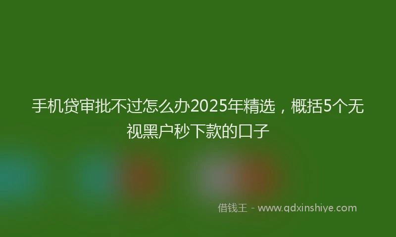 手机贷审批不过怎么办2025年精选，概括5个无视黑户秒下款的口子