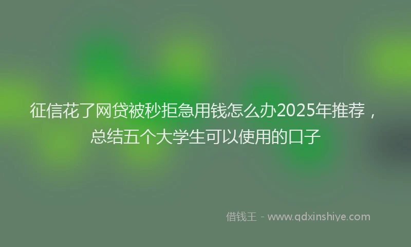 征信花了网贷被秒拒急用钱怎么办2025年推荐，总结五个大学生可以使用的口子