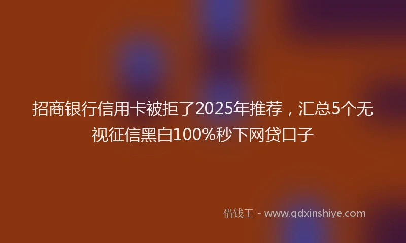 招商银行信用卡被拒了2025年推荐，汇总5个无视征信黑白100%秒下网贷口子