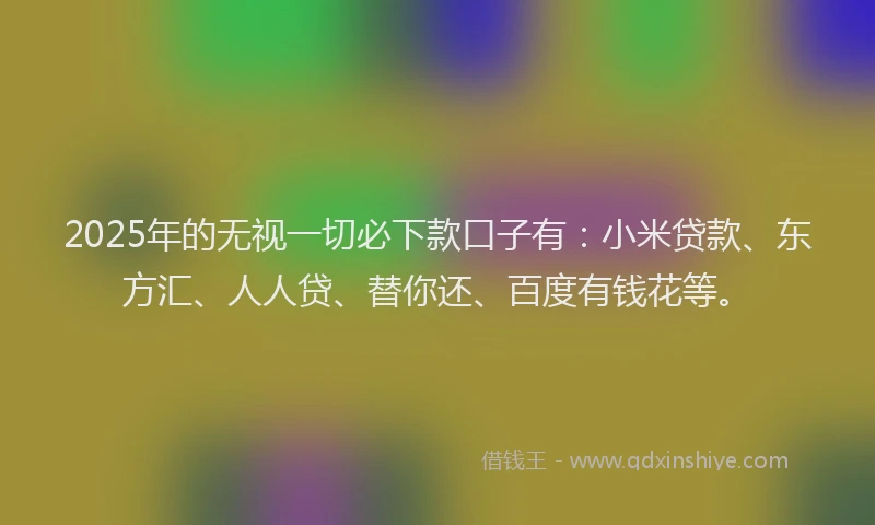 2025年的无视一切必下款口子有：小米贷款、东方汇、人人贷、替你还、百度有钱花等。