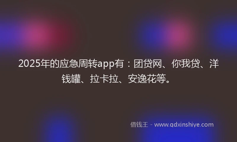 2025年的应急周转app有：团贷网、你我贷、洋钱罐、拉卡拉、安逸花等。