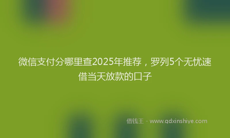 微信支付分哪里查2025年推荐，罗列5个无忧速借当天放款的口子