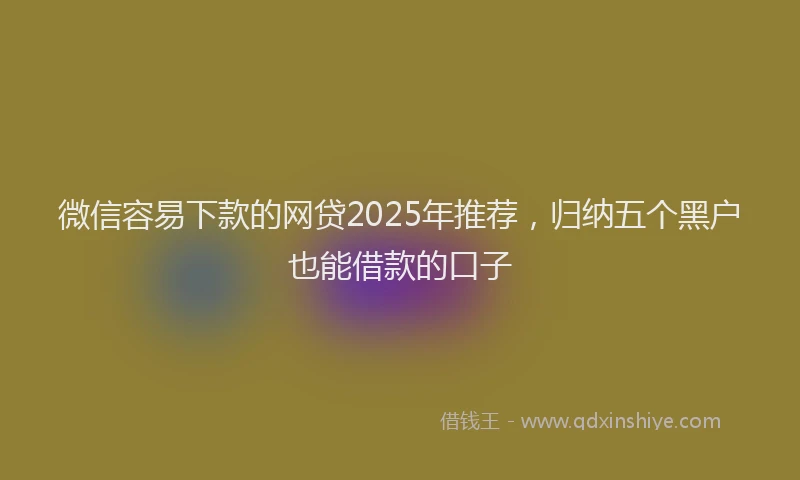 微信容易下款的网贷2025年推荐，归纳五个黑户也能借款的口子