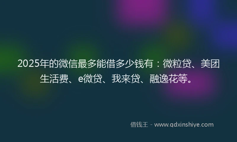 2025年的微信最多能借多少钱有：微粒贷、美团生活费、e微贷、我来贷、融逸花等。