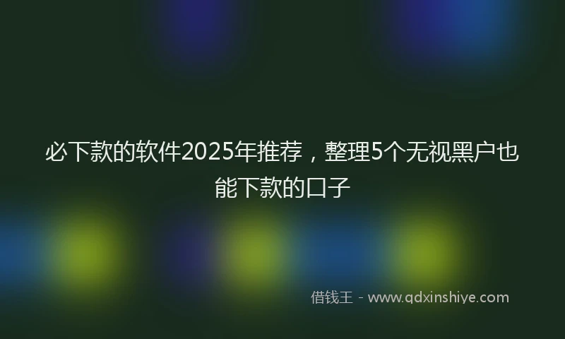 必下款的软件2025年推荐，整理5个无视黑户也能下款的口子