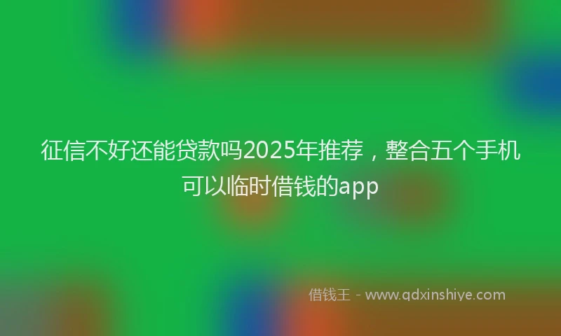 征信不好还能贷款吗2025年推荐，整合五个手机可以临时借钱的app