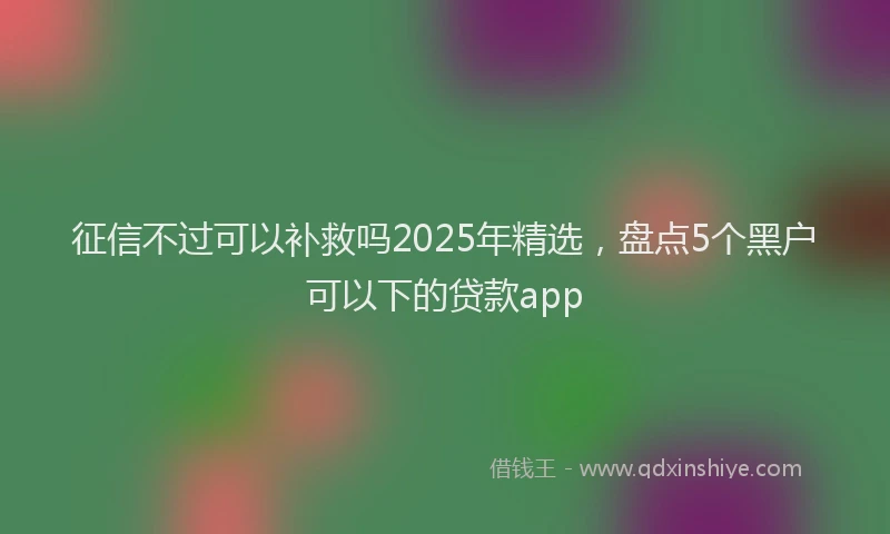 征信不过可以补救吗2025年精选，盘点5个黑户可以下的贷款app