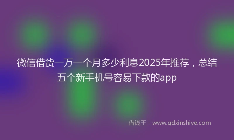 微信借货一万一个月多少利息2025年推荐，总结五个新手机号容易下款的app