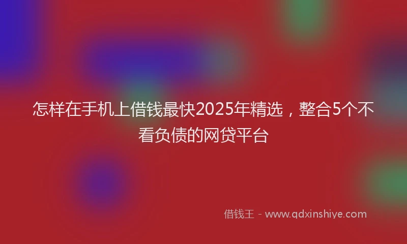 怎样在手机上借钱最快2025年精选，整合5个不看负债的网贷平台
